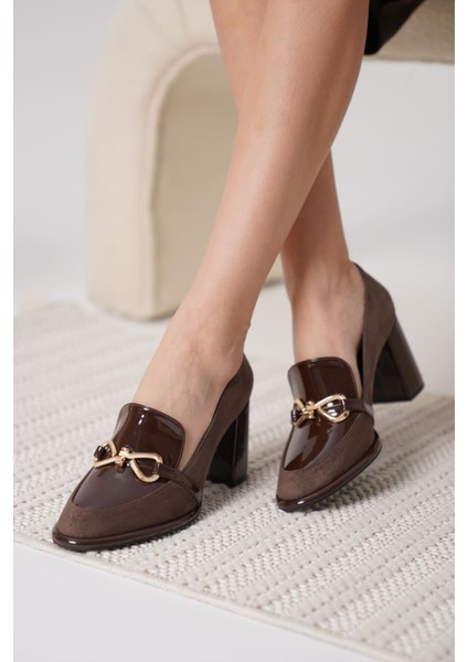 Melly Acı Kahve Rugan Süet Detaylı Kadın Topuklu Ayakkabı fiyatları