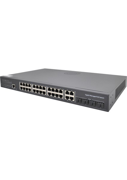 Vıdeopark VP-24PG-4SFP-L2-400W 24 Port Gbıt Poe + 4 Port Sfp (Fiber+Uplınk Combo) 400W Layer 2 Yönetilebilir Poe Swıtch Dahili Power