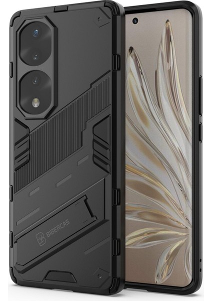 Honor 70 Pro 5g Darbe Emici Düşmeye Dayanıklı Tpu+Pc Kılıfı Ayaklık Çizilmez Cep Telefonu Kılıfı-Siyah (Yurt Dışından)