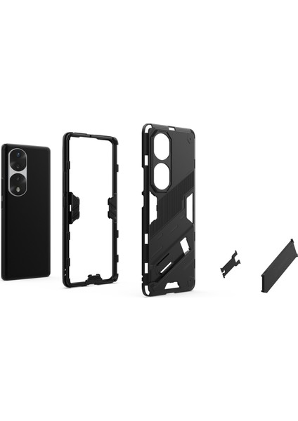 Honor 70 Pro 5g Darbe Emici Düşmeye Dayanıklı Tpu+Pc Kılıfı Ayaklık Çizilmez Cep Telefonu Kılıfı-Siyah (Yurt Dışından) fiyatları