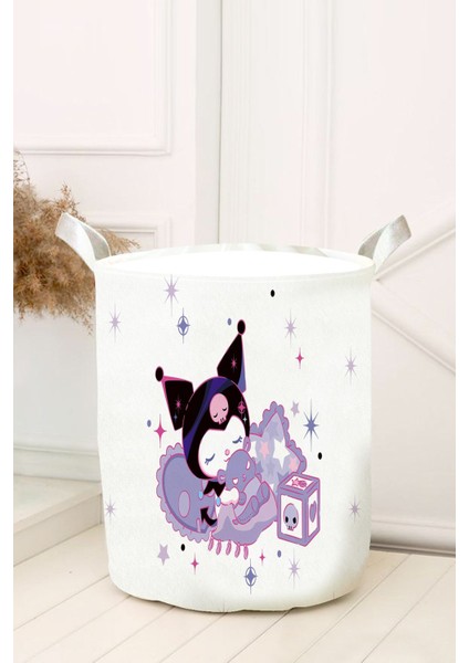 Beyaz Bulutlu Kuromi Bebek ve Çocuk Odası Oyuncak Sepeti