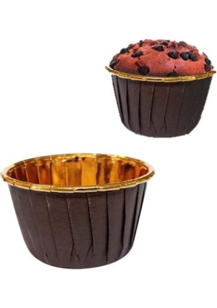 Kahverengi Muffin Kek Kapsülü, Içi Altın Detaylı, 25 Adet Paket. fiyatları