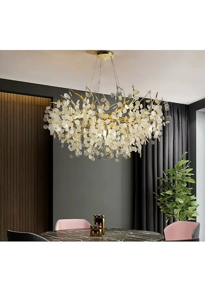 Istanbul Avize Leaf Gold Yemek Masası Lüx Modern Avize