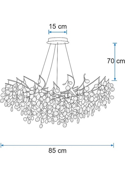 Istanbul Avize Leaf Gold Yemek Masası Lüx Modern Avize