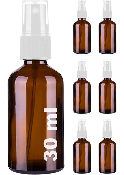 30ML Amber Spreyli Cam Şişe, 6'lı Paket, Kolonya, Dezenfektan ve Parfüm Için Uygun