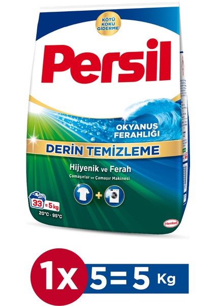 5 kg Toz Çamaşır Deterjanı Okyanus Ferahlığı (33 Yıkama)