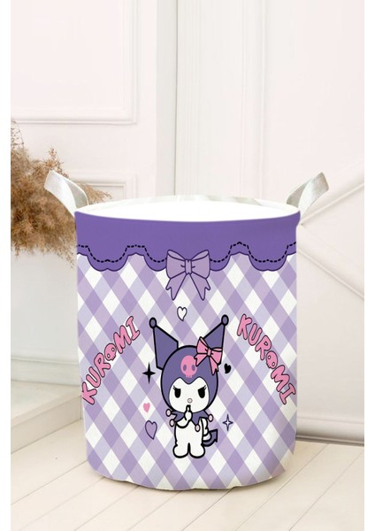 Mor Kareli Kuromi Bebek ve Çocuk Odası Oyuncak Sepeti