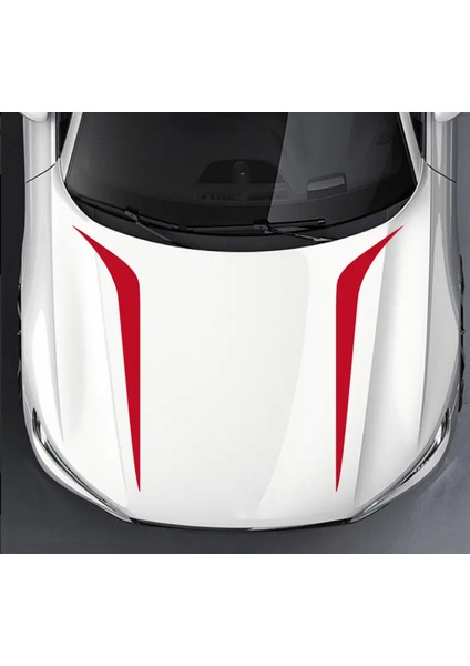 Şerit Desenli Kaput Sticker Seti – Çift Taraflı Sportif Araç Etiketi