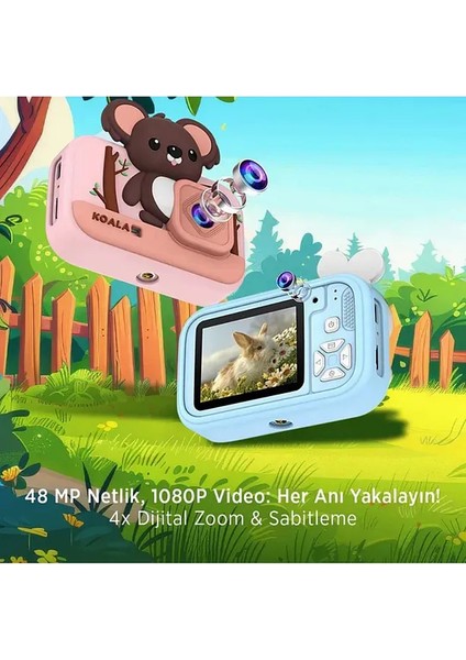 Çocuk Tasarımlı Çocuk Fotoğraf Makinesi – 48 Mp, 1080P Video, Dijital Zoom, Mini Tripodlu fiyatları