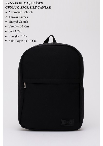 Siyah SHK40 Kanvas Kumaş, 2 Bölmeli ,fermuarlı, Ayarlanabilir Askılı Unisex Spor Sırt Çantası modelleri