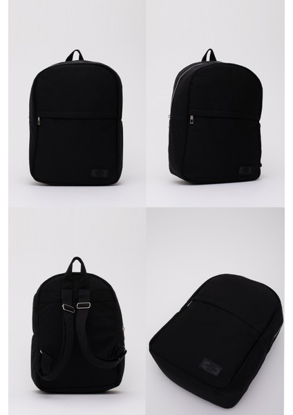 Siyah SHK40 Kanvas Kumaş, 2 Bölmeli ,fermuarlı, Ayarlanabilir Askılı Unisex Spor Sırt Çantası