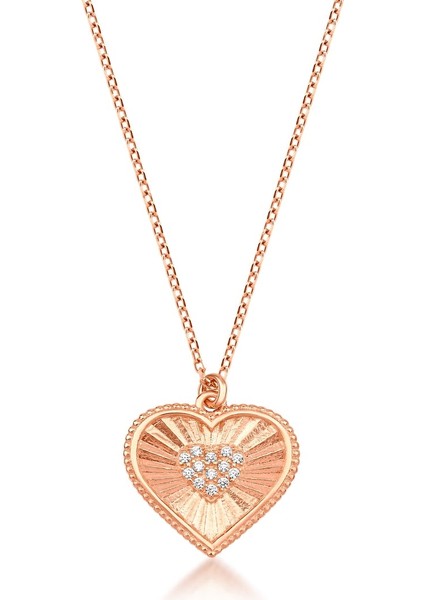 14 Ayar Altın Işıltılı Taşlı Kalp Kolye fiyatları