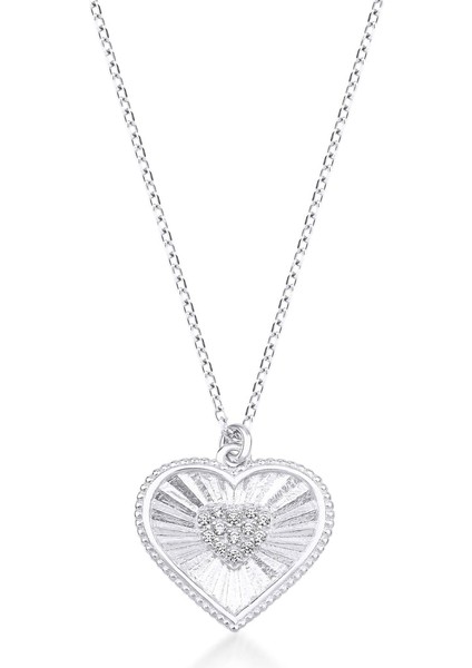 14 Ayar Altın Işıltılı Taşlı Kalp Kolye modelleri