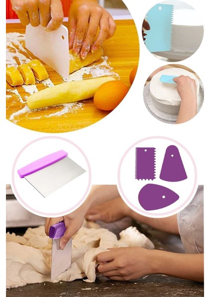 Çelik Hamur Spatula ve 3'lü Pasta Dekorasyon Seti, Şık ve Kullanışlı Mutfak Araçları fiyatları