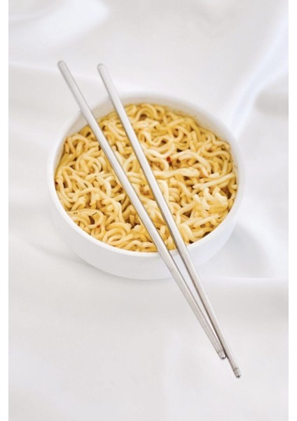 Beyaz Paslanmaz Çelik 5'li Chopstick Seti 22,5cm, Şık ve Dayanıklı Kullanıma Uygun. fiyatları