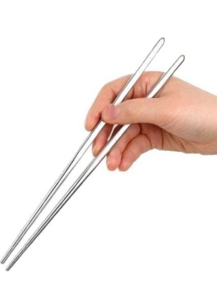 Beyaz Paslanmaz Çelik 5'li Chopstick Seti 22,5cm, Şık ve Dayanıklı Kullanıma Uygun.