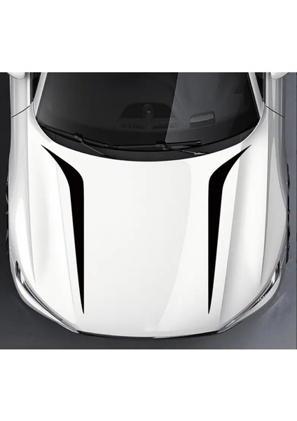 Şerit Desenli Kaput Sticker Seti – Çift Taraflı Sportif Araç Etiketi