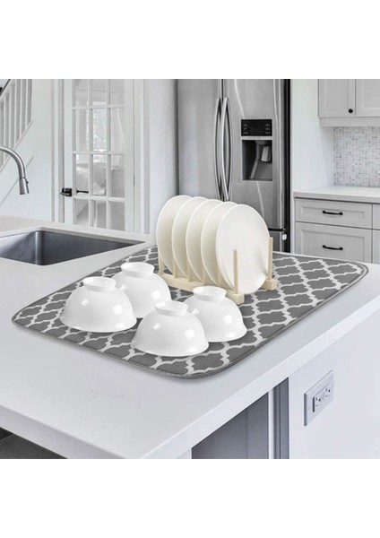Yüksek Emici Mikrofiber Bulaşık Kurutma Matı, Gri Renk, Pratik Kullanım