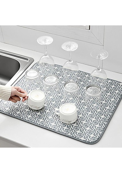 Yüksek Emici Mikrofiber Bulaşık Kurutma Matı, Gri Renk, Pratik Kullanım fırsatları