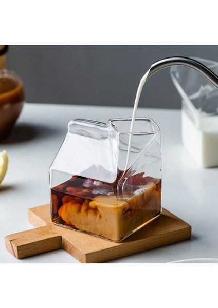 Turuncu Borosilikat Süt Kutusu Bardak KRD-3228, Şık ve Dayanıklı Tasarım