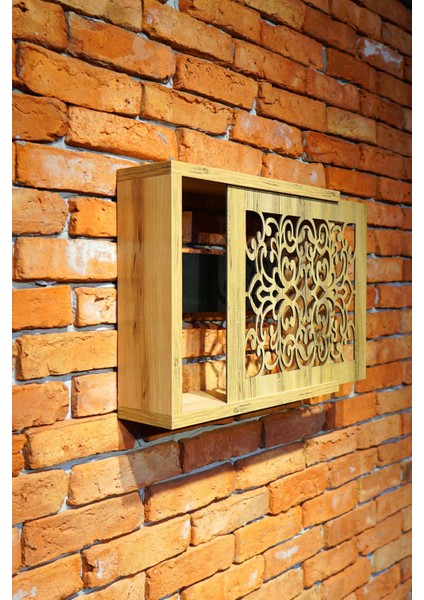 Ahşap Sürgülü Saklama Kutusu, Yana Açılır, Motifli, 35X40X11 cm Kahverengi fiyatları