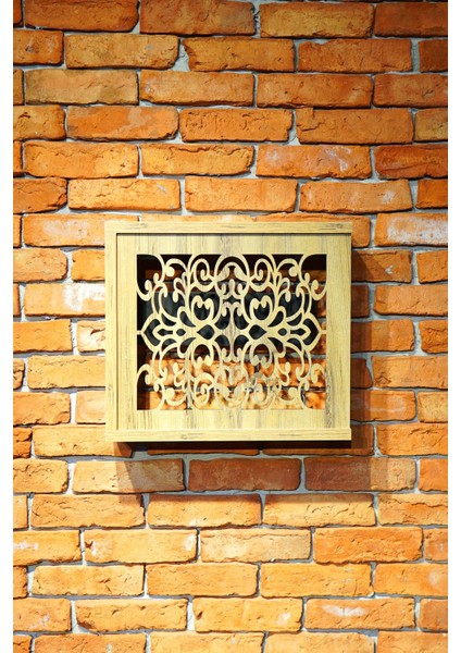 Ahşap Sürgülü Saklama Kutusu, Yana Açılır, Motifli, 35X40X11 cm Kahverengi modelleri