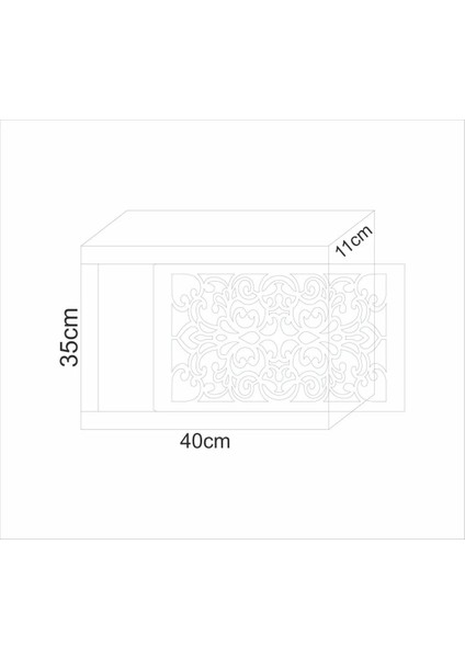 Ahşap Sürgülü Saklama Kutusu, Yana Açılır, Motifli, 35X40X11 cm Kahverengi fırsatları