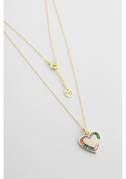 Harmonia 18 Ayar Sarı Altın Kaplama 45 cm Gümüş Kalp Kolye