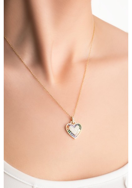 Harmonia 18 Ayar Sarı Altın Kaplama 45 cm Gümüş Kalp Kolye fiyatları