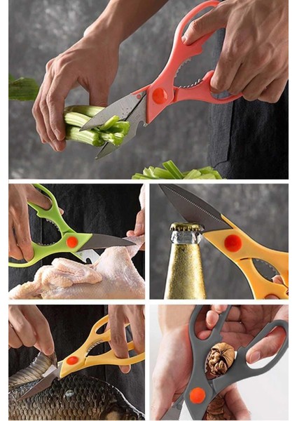 Paslanmaz Çelik Çok Amaçlı Mutfak Makası, Pizza, Tavuk, Ceviz Kırıcı ve Börek Kesici modelleri