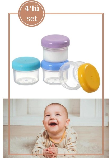 Turuncu 4’lü Bebek Mama ve Yoğurt Saklama Kabı, Sızdırmaz ve Ölçekli Set