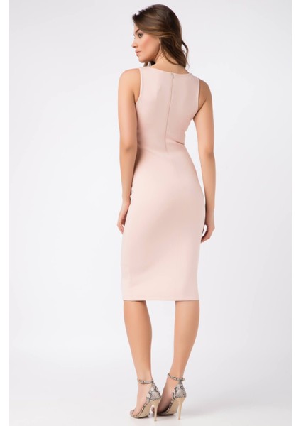 Kadın Pembe Kare Yaka Elbise 15L4246-L modelleri