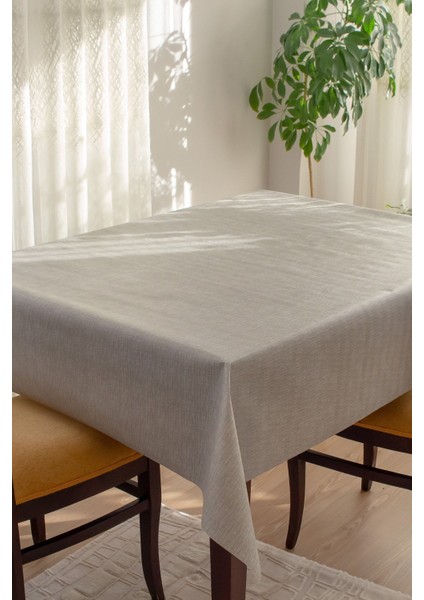 Astarlı, Silinebilir, Hijyenik Pvc Masa Örtüsü, Gri, Dayanıklı ve Şık Tasarım
