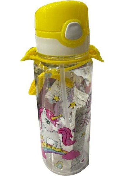 Kız Çocuk 500 ml Pıptelli Plastik Matara Haki Renkli ve Sağlam Tasarım