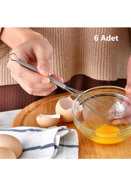 6'lı Mini Çelik Yumurta ve Kahve Karıştırıcı Seti