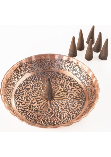 El Yapımı Bakır Dekoratif Tabak ve Tütsü Seti, Oda Kokusu ve Tütsü Aksesuarları