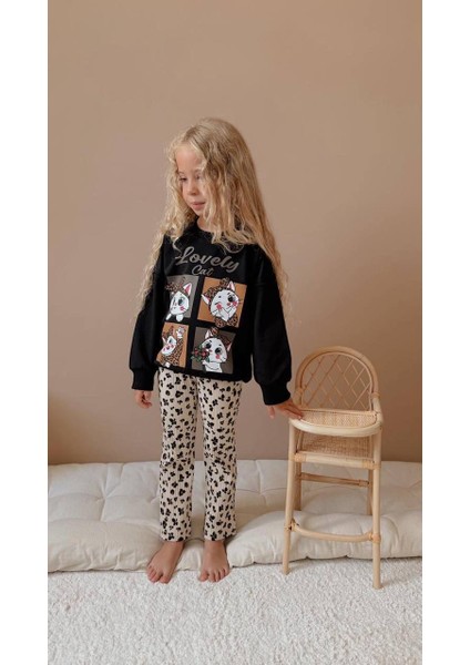 Leopar Taytlı Uzun Kollu Kız Çocuk Alt Üst Takım fırsatları