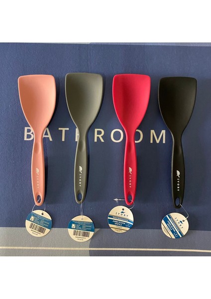 Gri Silikon Servis Kaşık Spatula, Pratik ve Dayanıklı Mutfak Gereci
