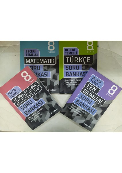 Tudem Yayınları 8. Sınıf Matematik+Inkılap+Fen+Türkçe Beceri Temelli Soru Bankası
