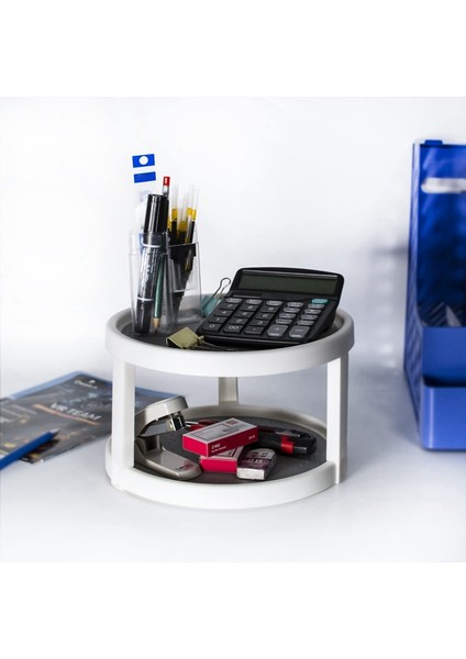 2 Katlı Kaymaz Döner Baharatlık Rafı, 360° Dönebilen Baharat Düzenleyici, Kiler Dolabı ve Mutfak Için (Yurt Dışından) fırsatları