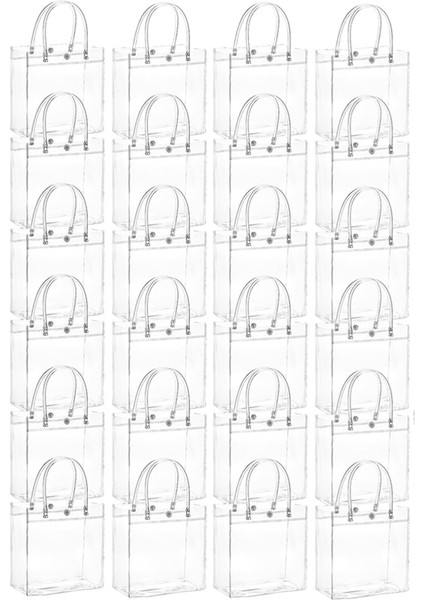 20 Adet Saplı Şeffaf Hediye Çantası Düğün Şeker Hediye Paketleme Yeniden Kullanılabilir Tote Çanta Noel Partisi 13X15X7CM (Yurt Dışından)
