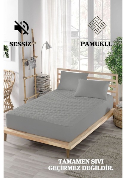 Yumuşak Renkli Pamuklu Tek ve Çift Kişilik Kapitoneli Yatak Koruyucu