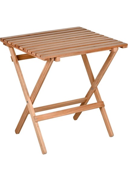 Ahşap Katlanır Puf Minderli 3'lü Bistro Set Bahçe Takımı Naturel Krem fırsatları