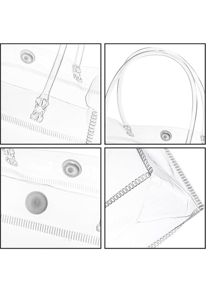 20 Adet Saplı Şeffaf Hediye Çantası Hediye Çantaları Şeffaf Yeniden Kullanılabilir Tote Çantalar Şekerleme Hediye Çantaları Tote Çanta 20X20X8CM (Yurt Dışından)