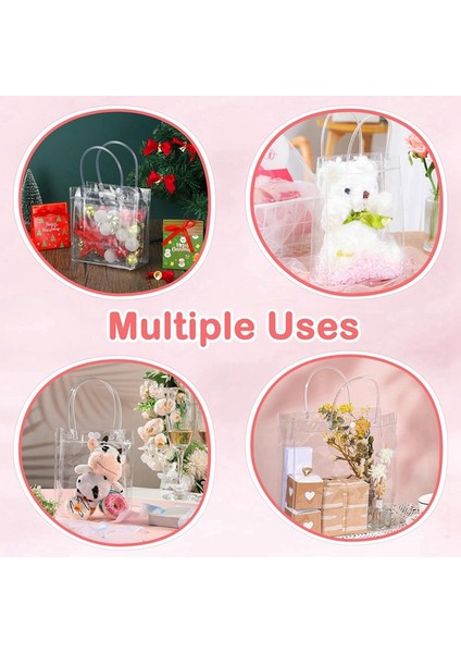 20 Adet Saplı Şeffaf Hediye Çantası Hediye Çantaları Şeffaf Yeniden Kullanılabilir Tote Çantalar Şekerleme Hediye Çantaları Tote Çanta 20X20X8CM (Yurt Dışından) fırsatları