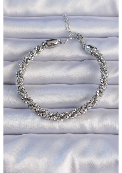 Pirinç Gümüş Renk Sarmal Model Bileklik