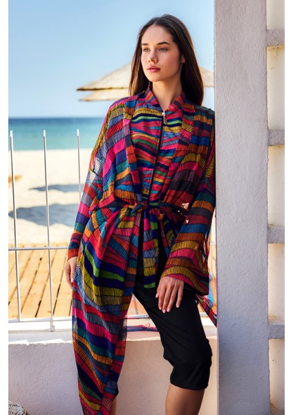 Remsa Tesettür Mayo Üzerine Tek Kaftan Kimono Pareo SIYAH03 RP022 Puket indirimleri