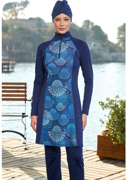 Likralı Tam Kapalı Tesettür Mayo 24924 Lacivert