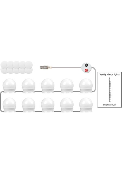 Ayna Için LED Makyaj Masası Işıkları, 10 Kısılabilir Ampul, Ayarlanabilir 3 Renkli Makyaj Aynası ve USB Makyaj Masası Işıkları (Yurt Dışından) modelleri
