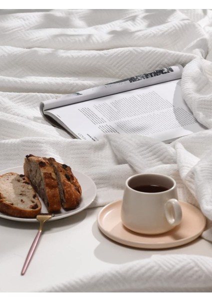 Çift Kişilik %100 Pamuk Küçük Dama Desenli Yatak Örtüsü, Otel Şıklığında Lüx Beyaz